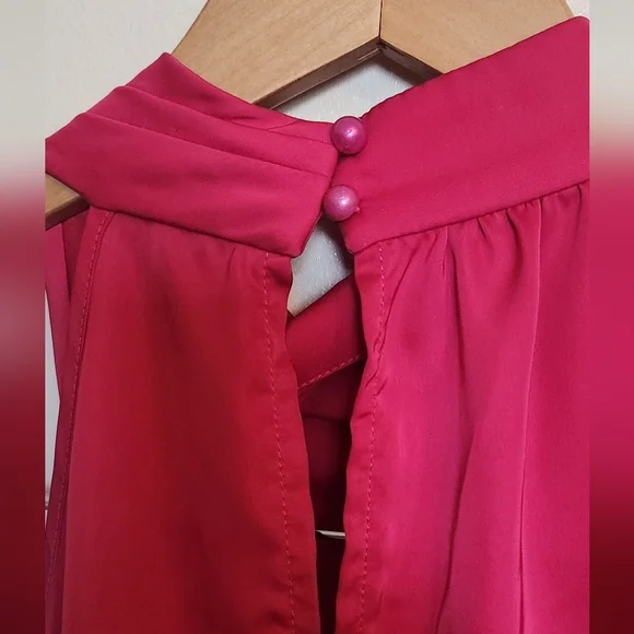 Pink Asymmetrical Ruched Halter Cocktail Dress - Picture 6 of 6